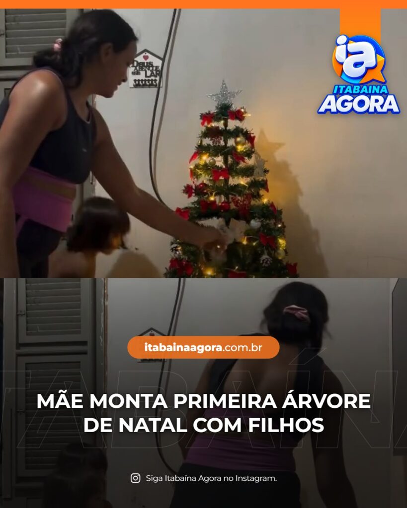 Mãe monta sua primeira árvore de Natal com os filhos e realiza desejo de infância