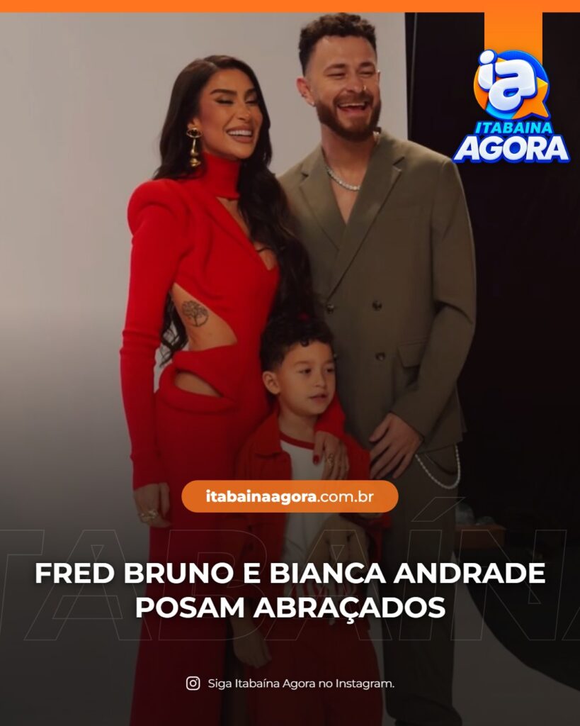 Fred Bruno e Bianca Andrade se reencontram em gravação e posam abraçados no Rio